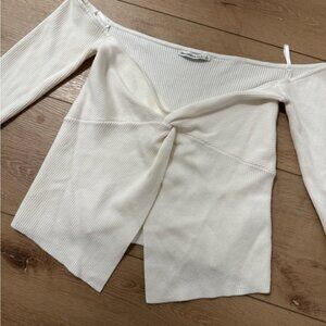 NWOT Abercrombie Off-The-Shoulder Twist Ribbed Sweater Top/Y2K/ Sold Out Online